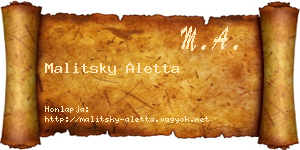 Malitsky Aletta névjegykártya
